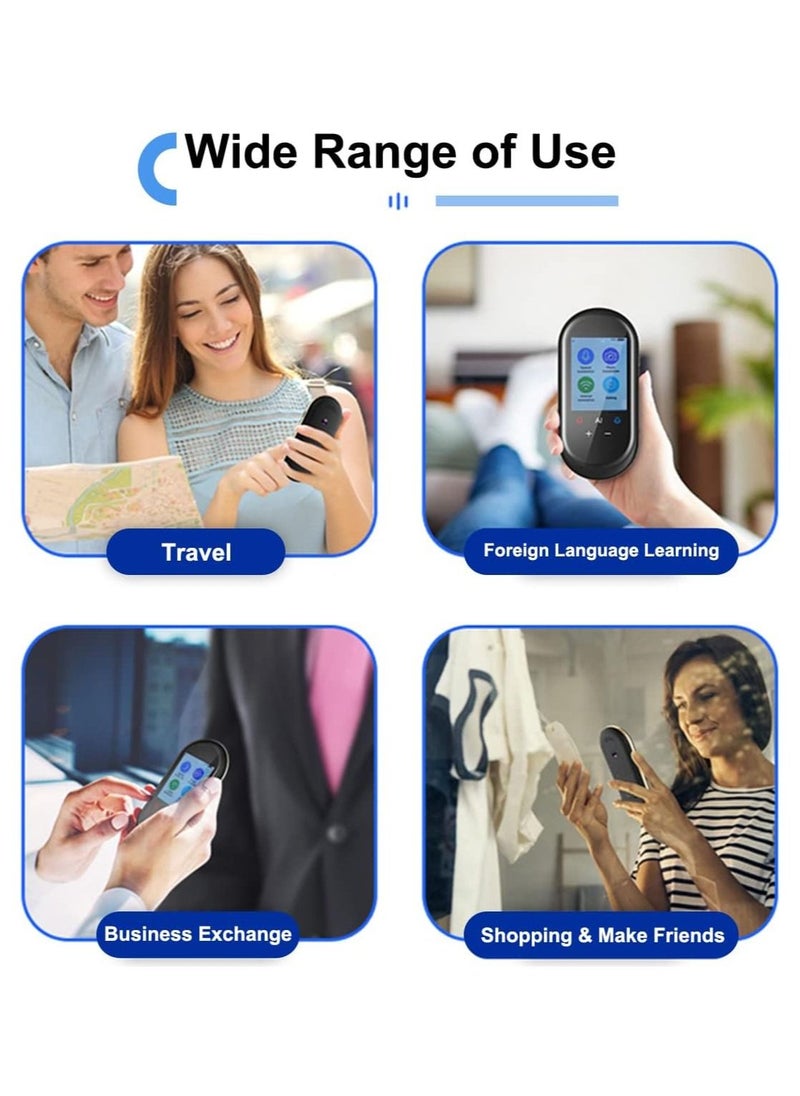 Generic - Portable Language Translator Device 106 Languages Supported, Voice, Offline, Photo Translation Accurate Instant Translator for Business Travel, Black - Image 1