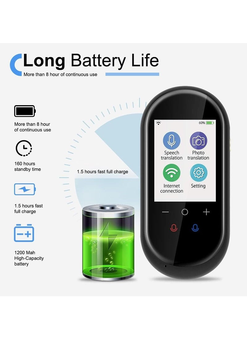 Generic - Portable Language Translator Device 106 Languages Supported, Voice, Offline, Photo Translation Accurate Instant Translator for Business Travel, Black - Image 1