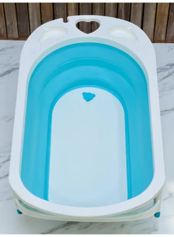 Portable and Foldable Silicone Baby Bathtub , Mint Blue - Image 2