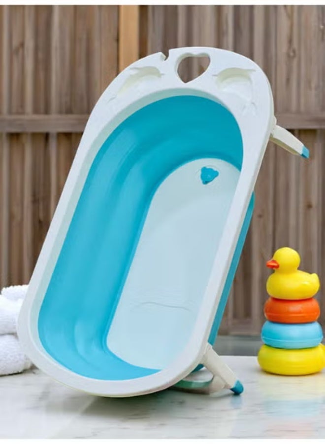 Portable and Foldable Silicone Baby Bathtub , Mint Blue - Image 1