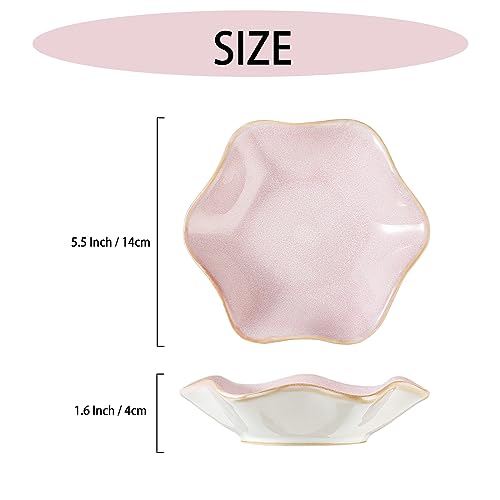 Binoster Ceramic Jewelry Dish,Ring Dish,Trinket Tray,Jewelry Tray,Key Bowl Pink Room Decor Bathroom Home Decor Gifts for Women Mom Sister Coworker Friend Bride(5.5 in Pink) - Image 4