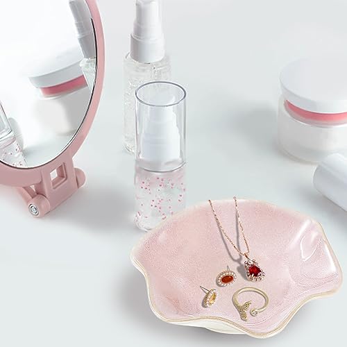 Binoster Ceramic Jewelry Dish,Ring Dish,Trinket Tray,Jewelry Tray,Key Bowl Pink Room Decor Bathroom Home Decor Gifts for Women Mom Sister Coworker Friend Bride(5.5 in Pink) - Image 2