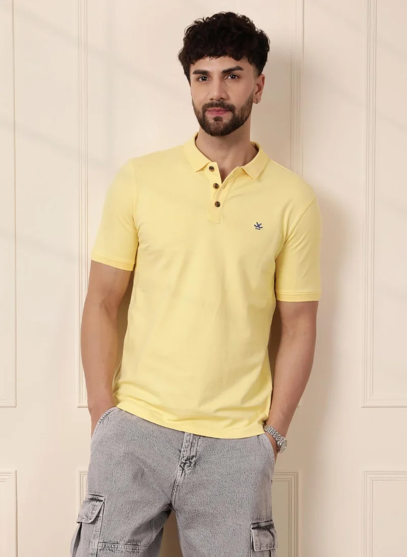 روجن Solid Power Stretch Polo | Yellow