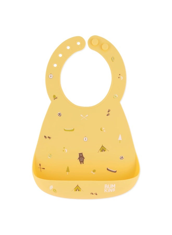 Bumkins Bibs, Silicone Pocket for Babies, Baby Bib for Girl or Boy, for 6-24 Months Up to Toddler, Essential Must Have for Eating, Feeding, Baby Led Weaning Supplies, Mess Saving, Camp Gear Yellow - Image 1