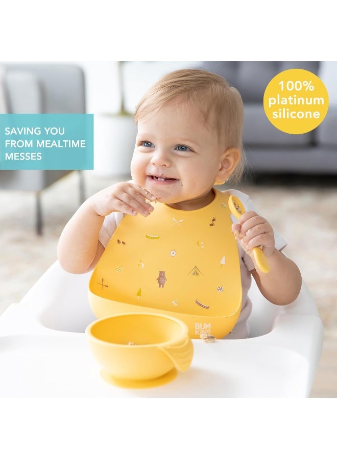 Bumkins Bibs, Silicone Pocket for Babies, Baby Bib for Girl or Boy, for 6-24 Months Up to Toddler, Essential Must Have for Eating, Feeding, Baby Led Weaning Supplies, Mess Saving, Camp Gear Yellow - Image 2