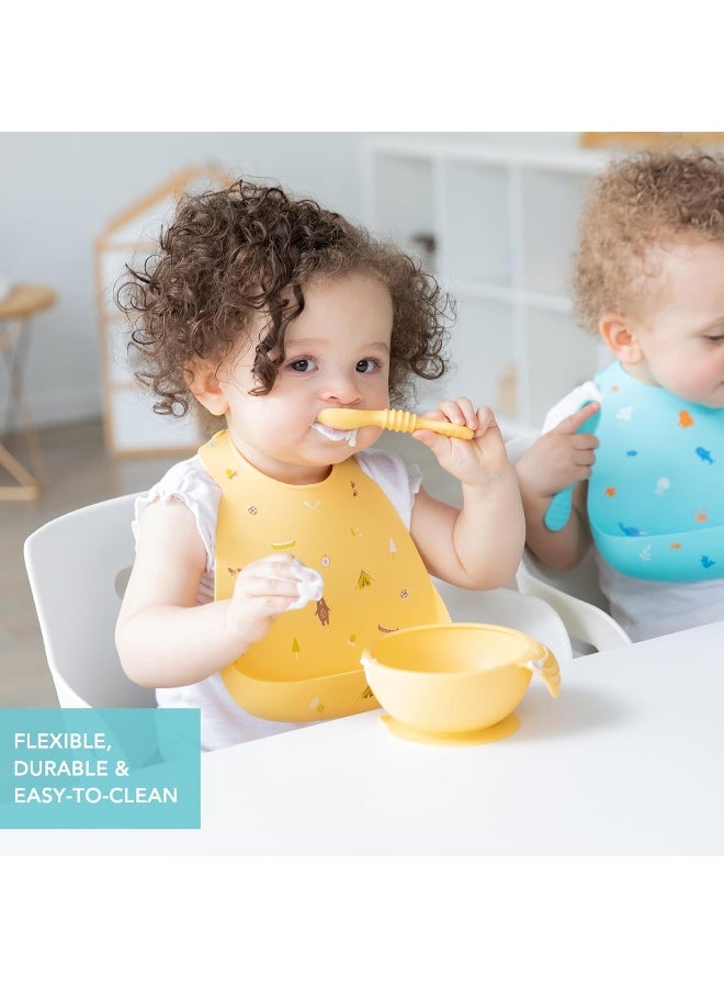 Bumkins Bibs, Silicone Pocket for Babies, Baby Bib for Girl or Boy, for 6-24 Months Up to Toddler, Essential Must Have for Eating, Feeding, Baby Led Weaning Supplies, Mess Saving, Camp Gear Yellow - Image 4