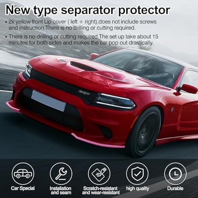 HTRACING Front Bumper Lip Splitter Protector Compatible with Charger SRT Hellcat/SRT 392/Scat Pack/RT Scat Pack/GT/RT 2015-2021, Pink - Image 4