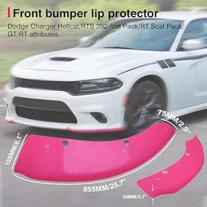 HTRACING Front Bumper Lip Splitter Protector Compatible with Charger SRT Hellcat/SRT 392/Scat Pack/RT Scat Pack/GT/RT 2015-2021, Pink - Image 3