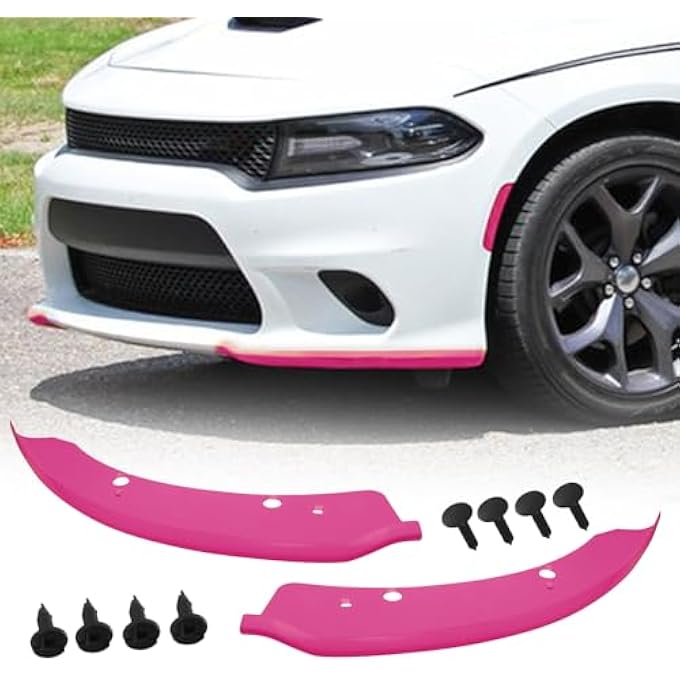 HTRACING Front Bumper Lip Splitter Protector Compatible with Charger SRT Hellcat/SRT 392/Scat Pack/RT Scat Pack/GT/RT 2015-2021, Pink - Image 1