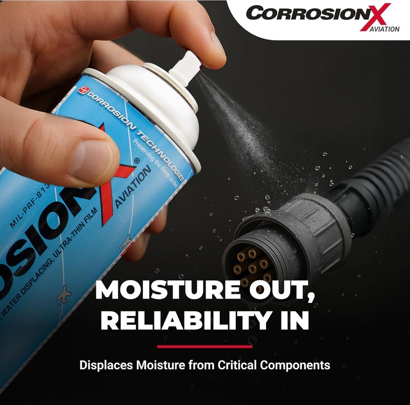 CorrosionX تقنيات التآكل CorrosionX Aviation 80102 (16 أونصة رذاذ) – طبقة رقيقة جدًا من الدرجة الجوية، معتمدة لمتطلبات الأداء العسكري، مركب منع ومكافحة التآكل | MIL-PRF-81309H مغلق ومفتوح - Image 3