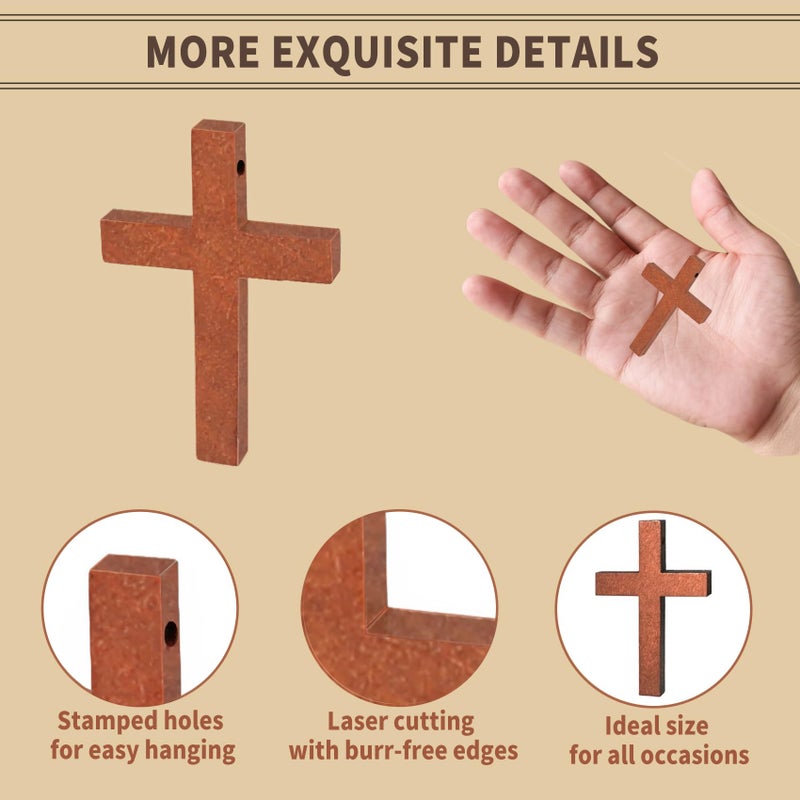 Hufopik 50 Pack Wooden Crosses, 1.2x1.7 Inches, Small Wooden Crosses for Crafts, Small Cross Pendant, Mini Cross, Easter Egg Fillers - Image 4