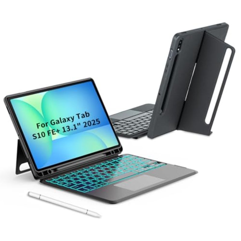 Detachable Keyboard Case for Samsung Galaxy Tab S10 FE+ 13.1-inch S10 FE+ 13.1-inch 2025, Magnetic Detachable Keyboard, Trackpad, 7-Color Backlight, Pencil Holder, Stand - Image 1
