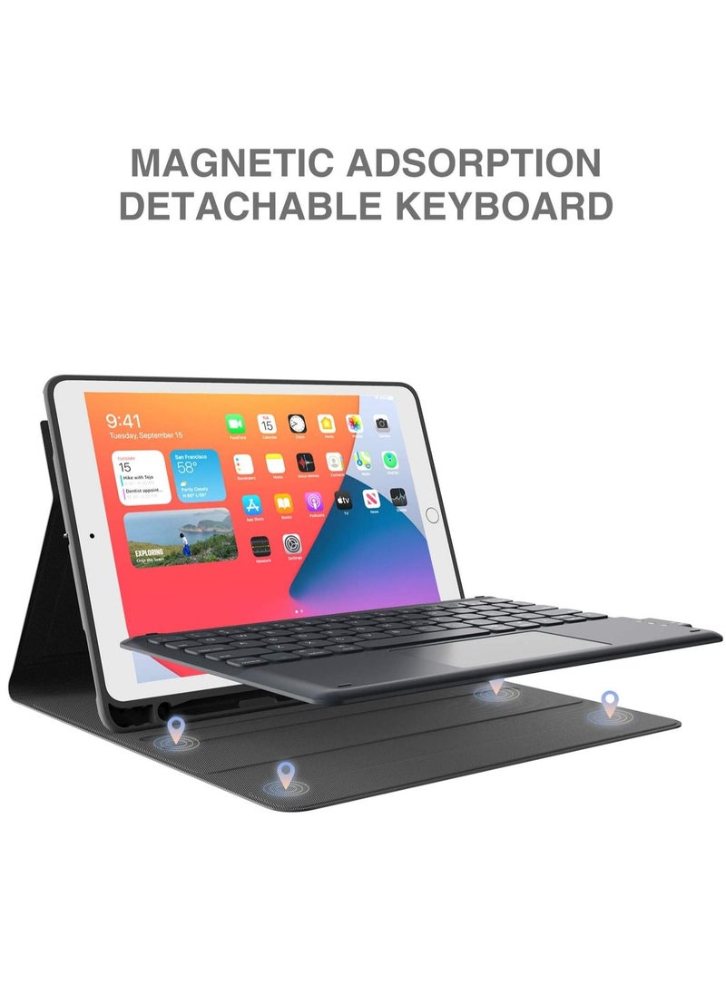 Other Manufacturer - Keyboard Case with Touchpad for iPad 10.2 Inch 9th Generation 2021 8th Gen 2020 7th Gen 2019 Magnetically Detachable Wireless Keyboard Case for iPad New 10.5 Inch Trackpad & Pencil Holder Black - Image 1