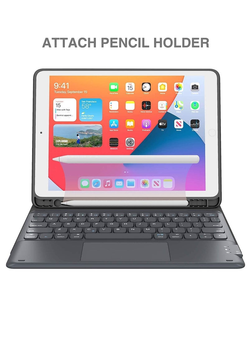 Other Manufacturer - Keyboard Case with Touchpad for iPad 10.2 Inch 9th Generation 2021 8th Gen 2020 7th Gen 2019 Magnetically Detachable Wireless Keyboard Case for iPad New 10.5 Inch Trackpad & Pencil Holder Black - Image 1