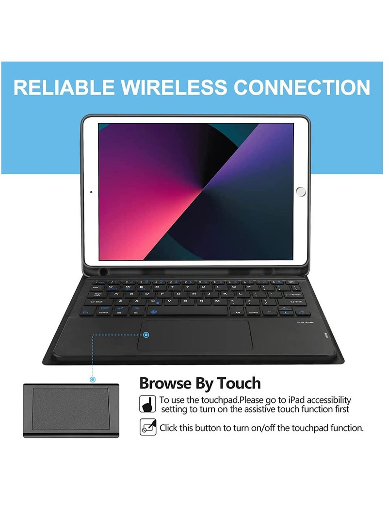 Other Manufacturer - Keyboard Case with Touchpad for iPad 10.2 Inch 9th Generation 2021 8th Gen 2020 7th Gen 2019 Magnetically Detachable Wireless Keyboard Case for iPad New 10.5 Inch Trackpad & Pencil Holder Black - Image 1