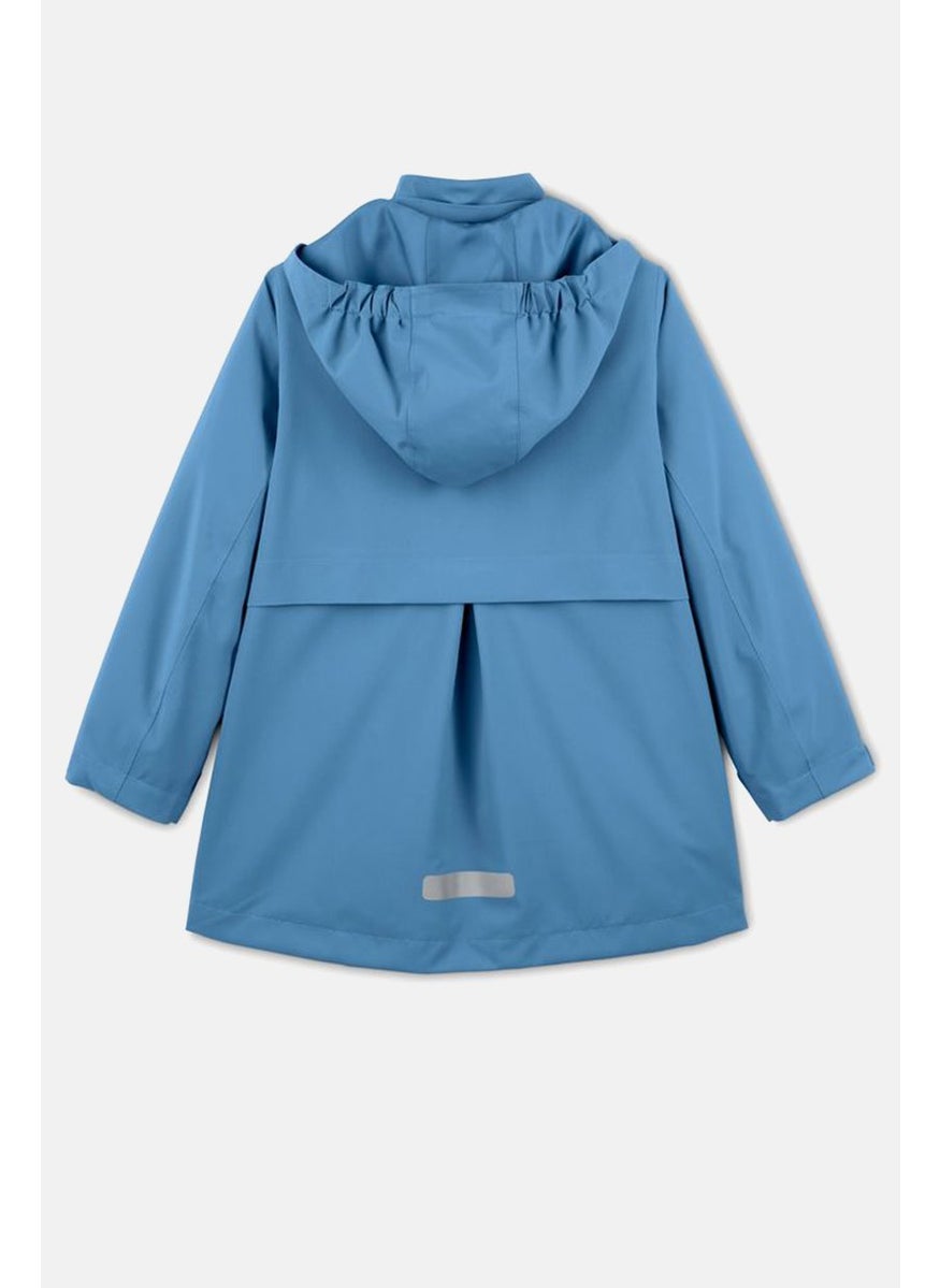 Tchibo Kid Girls Plain Long Sleeve Parka Jacket, Blue  - Image 2