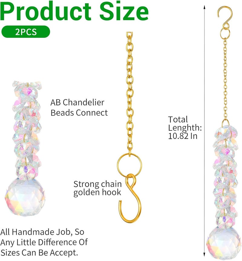 Neyauo 2PCS Crystal Suncatcher, Hanging Prism Suncatchers for Windows, 31mm Sun Catcher with Crystals Chandelier Beads for Windows Doors Balconies Christmas Trees - Image 3