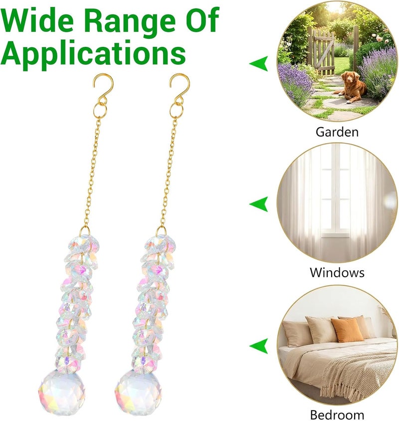 Neyauo 2PCS Crystal Suncatcher, Hanging Prism Suncatchers for Windows, 31mm Sun Catcher with Crystals Chandelier Beads for Windows Doors Balconies Christmas Trees - Image 5