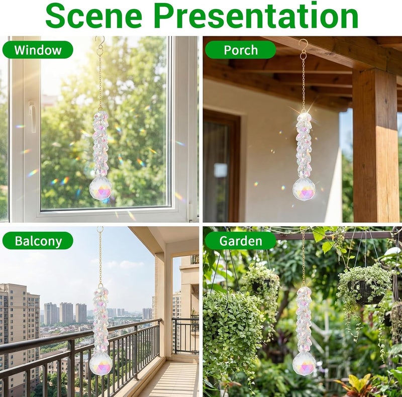 Neyauo 2PCS Crystal Suncatcher, Hanging Prism Suncatchers for Windows, 31mm Sun Catcher with Crystals Chandelier Beads for Windows Doors Balconies Christmas Trees - Image 2