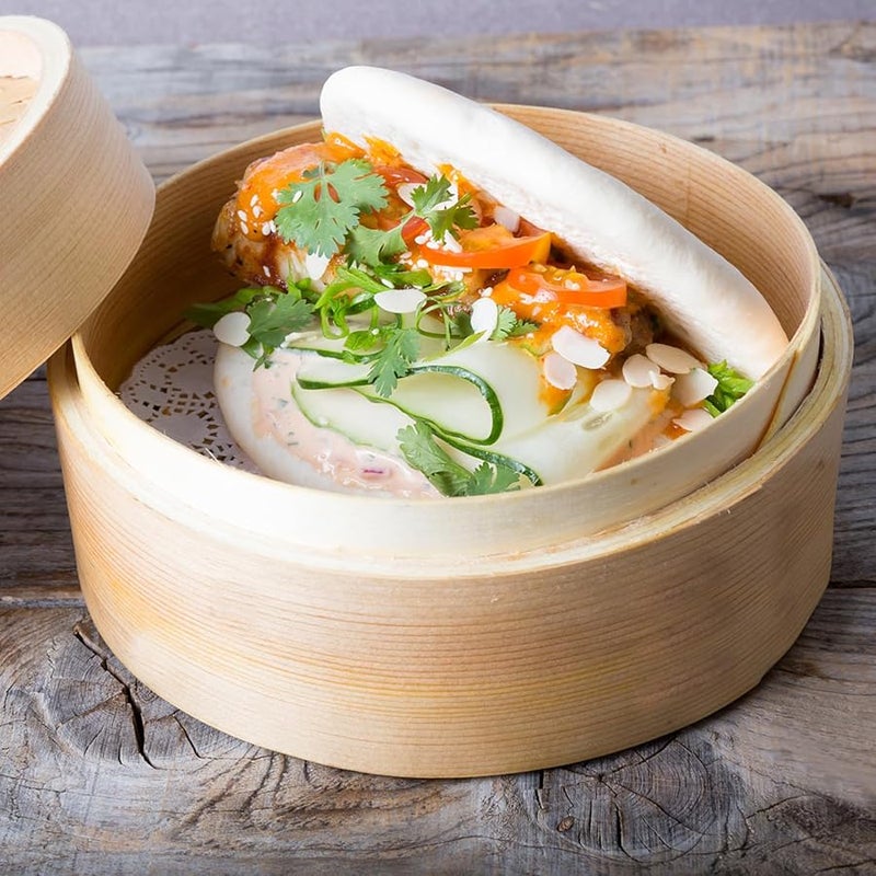 سلة بخار من الخيزران مصنوعة يدويًا مع غطاء قابلة لإعادة الاستخدام للديم سوم والزلابية والطبخ الصحي - Image 5