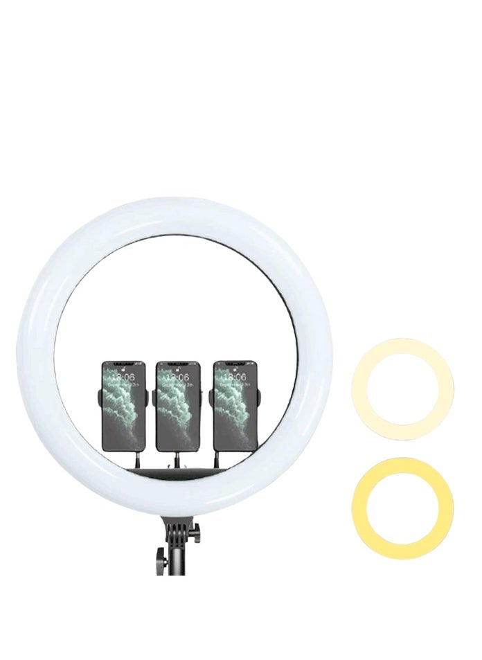Generic 36cm Ring Light with 3 Tripod Stands & Phone Holder – 3 Light Modes – For Video Recording, Makeup & Live Streaming  - Image 1