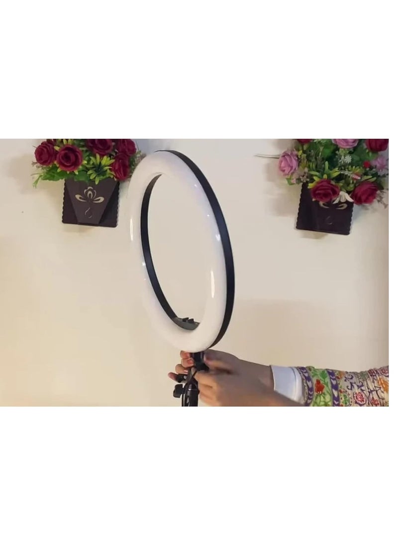 Generic 36cm Ring Light with 3 Tripod Stands & Phone Holder – 3 Light Modes – For Video Recording, Makeup & Live Streaming  - Image 2