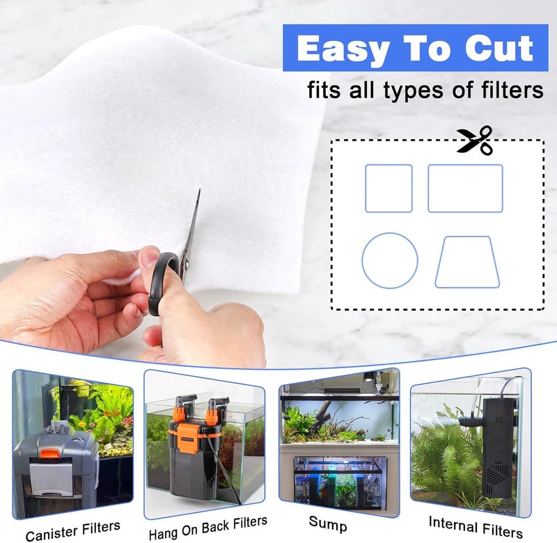 Hygger 100 Micron Aquarium Filter Pad Extra Fine Filter Floss for Fish Tank Poly Filter Media Wool Water Polishing Felt 12"x 100" - Image 3