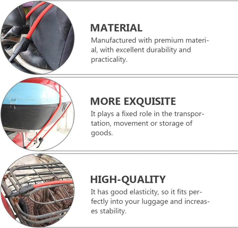 3pcs 100cm Elastic Bungee Cords with Hooks, Cargo Tie-Down Straps for Bicycle Trunk, Heavy Duty Tensioner Belts for Secure Cargo Binding and Luggage Fixing Random Color - Image 2