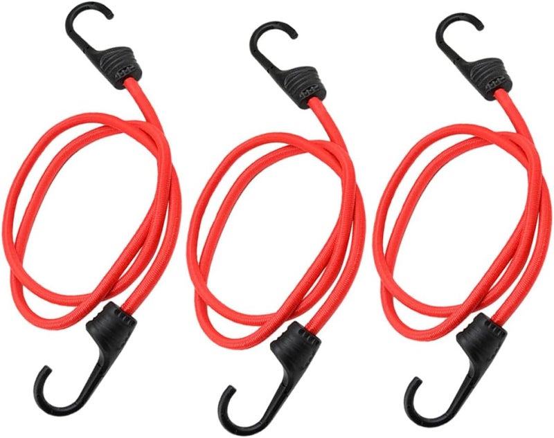 3pcs 100cm Elastic Bungee Cords with Hooks, Cargo Tie-Down Straps for Bicycle Trunk, Heavy Duty Tensioner Belts for Secure Cargo Binding and Luggage Fixing Random Color - Image 1