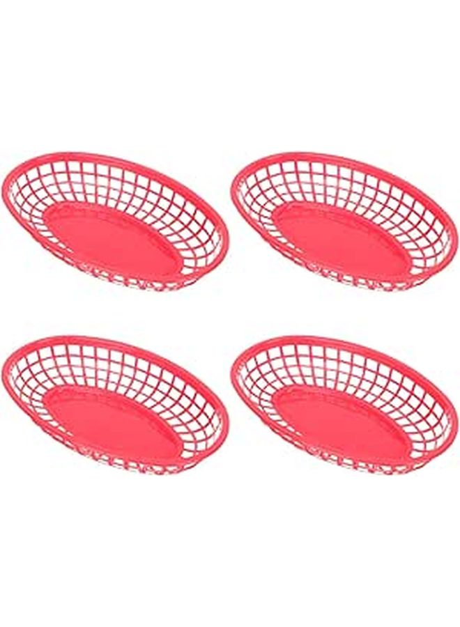 Red Food Serving Baskets Set of 4 for Kitchen Dining Fruit Vegetable Snack Storage - Image 1