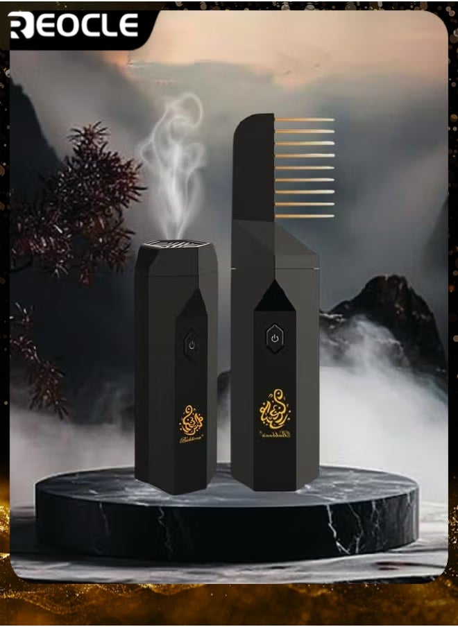 ريوكل مشط بخور كهربائي محمول يحل محل رأس المشط، أعواد بخور قابلة لإعادة الشحن مع رأس مشط بديل، هدية فريدة ومبتكرة للفتيات والنساء - Image 1