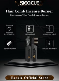 REOCLE Electric Comb Incense Portable Comb Replaces Comb Head Rechargeable Incense Sticks with Replaces Comb Head Unique & Creative Gift for Girls & Women  - Image 4