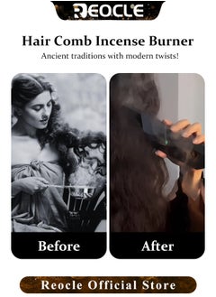 REOCLE Electric Comb Incense Portable Comb Replaces Comb Head Rechargeable Incense Sticks with Replaces Comb Head Unique & Creative Gift for Girls & Women  - Image 5