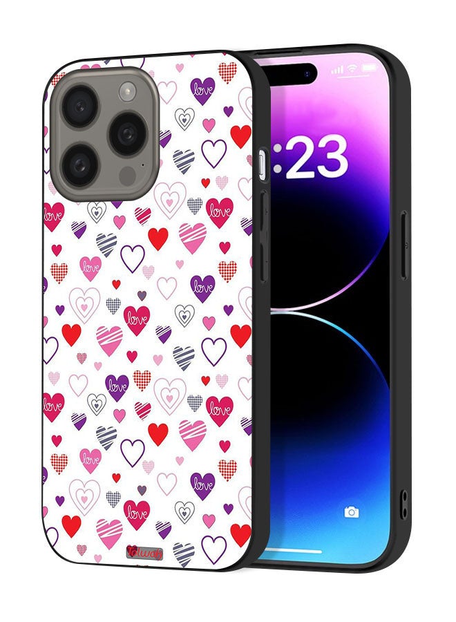 Tolwak Apple iPhone 15 Pro Max Protective Case Cover Hearts Doodle - Image 1