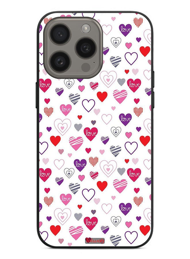 Tolwak Apple iPhone 15 Pro Max Protective Case Cover Hearts Doodle - Image 2