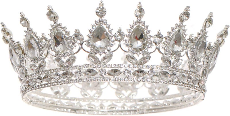 FORSEVEN Queen Crown Rhinestone Wedding Crowns and Tiaras for Women Costume Party Hair Accessories Princess Birthday Crown Crystal Bridal Crown