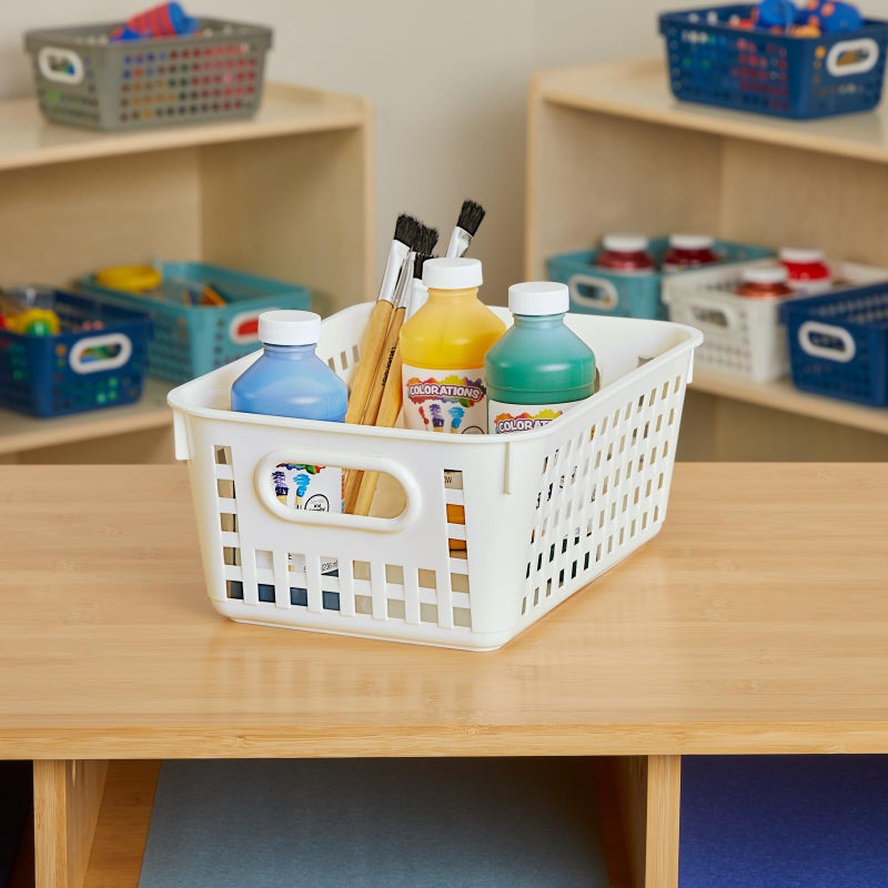 Really Good Stuff - 164316 Plastic Storage Baskets for Classroom or Home Use - Stackable Mesh Plastic Baskets with Grip Handles - Bright Neon Colors - 11"" x 7.5"" (Set of 6) - Image 2