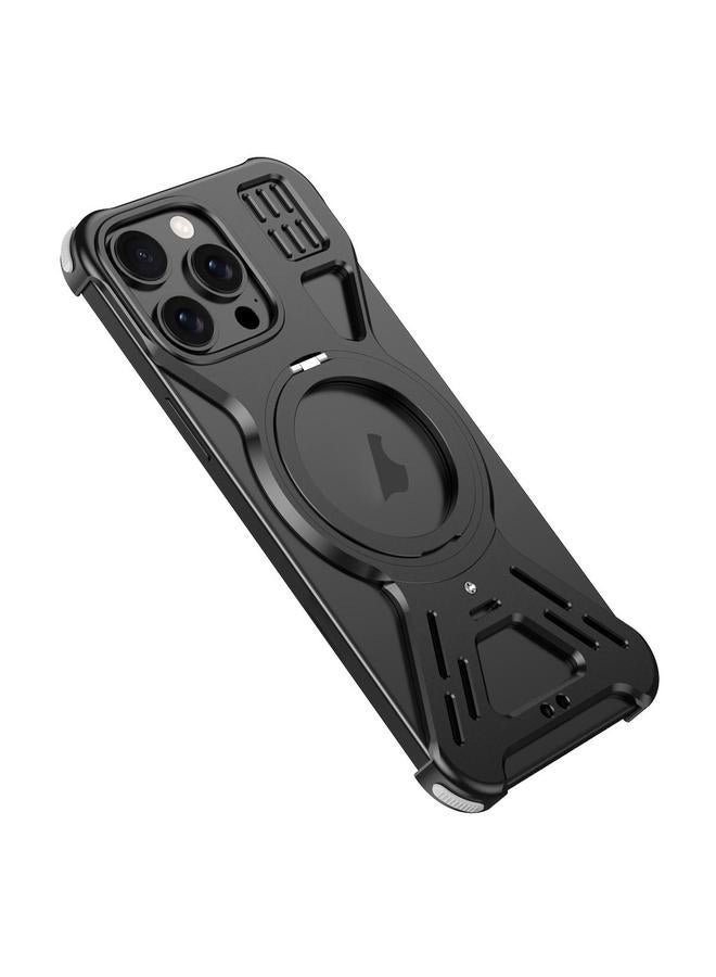 S-TOP Case For iPhone 15 Pro Armor 360 Holder Frameless Alloy MagSafe Phone Case - Image 1