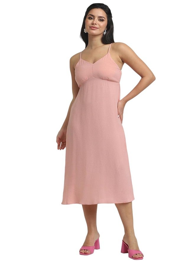 فور ايفر 21 فستان نسائي عصري من البوليستر بطول الركبة من فوريفر 21 (FWA24CDRF010701_Peach) - Image 1