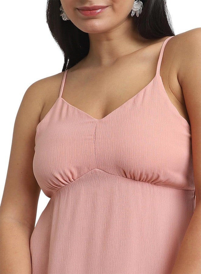 فور ايفر 21 فستان نسائي عصري من البوليستر بطول الركبة من فوريفر 21 (FWA24CDRF010701_Peach) - Image 4