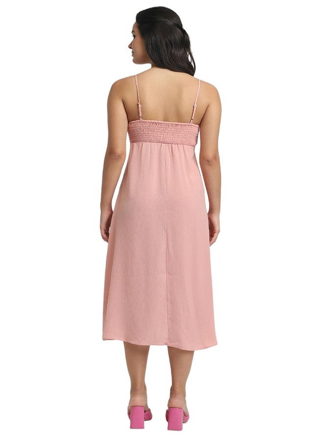 فور ايفر 21 فستان نسائي عصري من البوليستر بطول الركبة من فوريفر 21 (FWA24CDRF010701_Peach) - Image 3