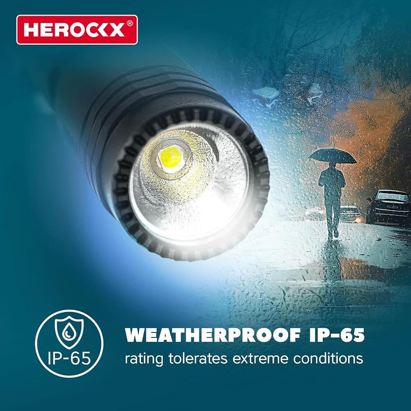 HEROCKX 1800mAh Flashlight Rechargeable LED Flashlights High Lumens, 1000 Lumens Super Bright Tactical Handheld Flashlight powerful, Zoomable, Waterproof, Long Lasting Flashlight for Hiking Camping Gift - Image 4