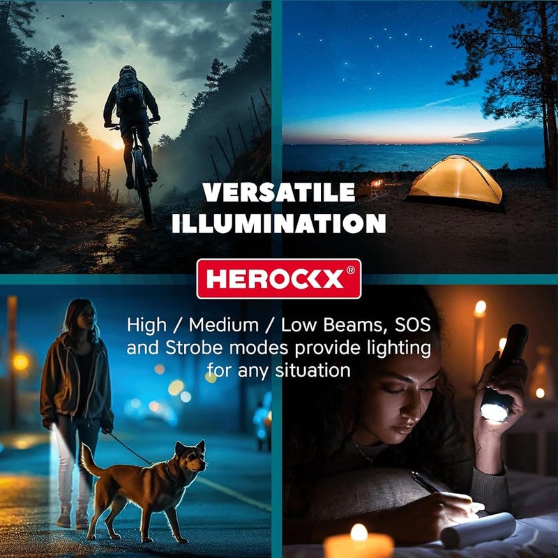 HEROCKX 1800mAh Flashlight Rechargeable LED Flashlights High Lumens, 1000 Lumens Super Bright Tactical Handheld Flashlight powerful, Zoomable, Waterproof, Long Lasting Flashlight for Hiking Camping Gift - Image 5