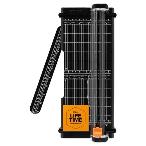 Fiskars Recycled SureCut™ Portable Paper Trimmer - 12” Cut Length - Craft and Office Paper Cutter with Grid Lines - Black - Image 1