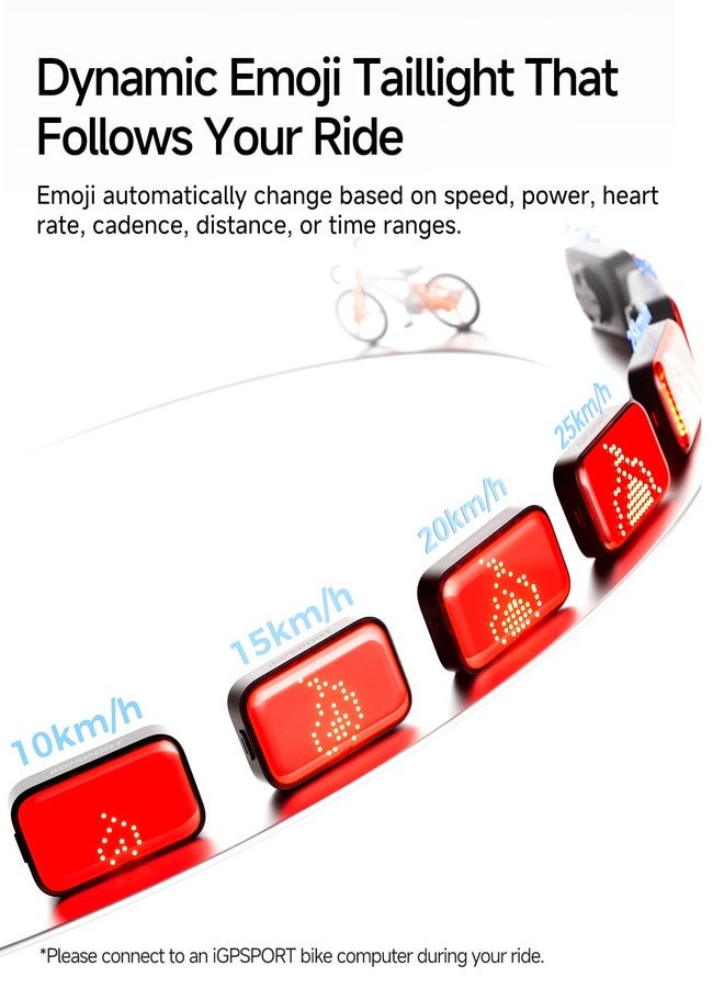 iGPSPORT ET6 Emoji Rear Bike Light, Brake Warning 1.2KM Visible Auto On/Off Waterproof Bike Tail Light - Image 4