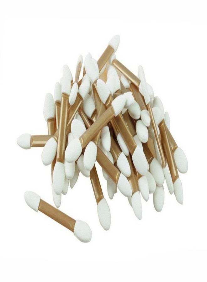 ASTRQLE 50Pcs Disposable Gold & White Cosmetic Makeup Tool Eyeshadow Applicator Double Sided Sponge Tipped Eyeshadow Brush - Image 1