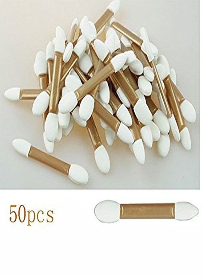 ASTRQLE 50Pcs Disposable Gold & White Cosmetic Makeup Tool Eyeshadow Applicator Double Sided Sponge Tipped Eyeshadow Brush - Image 3