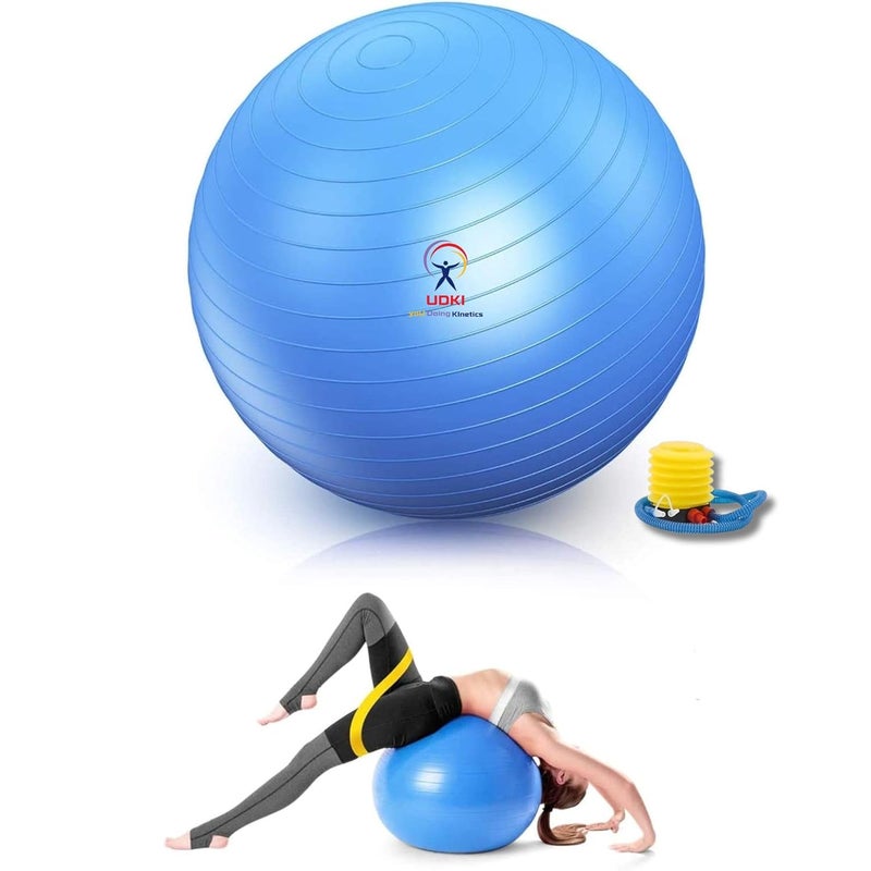 UDKI Yoga Ball for Exercise Round Shape 65cm Diameter | Inflatable Anti-Burst Rubber Gym Ball with Pump for Balance Training Stretches Pregnancy Fitness Workout Ball for Women & Men - Image 1