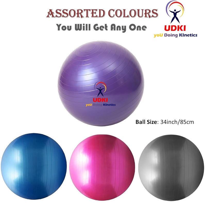 UDKI Yoga Ball for Exercise Round Shape 65cm Diameter | Inflatable Anti-Burst Rubber Gym Ball with Pump for Balance Training Stretches Pregnancy Fitness Workout Ball for Women & Men - Image 2