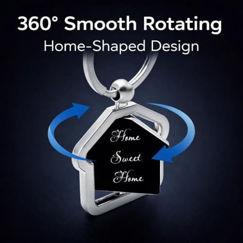 Giftana Home Sweet Home Keychain for Men & Women, 360 Degree Rotating Keychains, House Design Metal Key Chains Keyring Real Estate Gifts Buying & Selling Keychain,Housewarming Gifts, Silver - Image 2